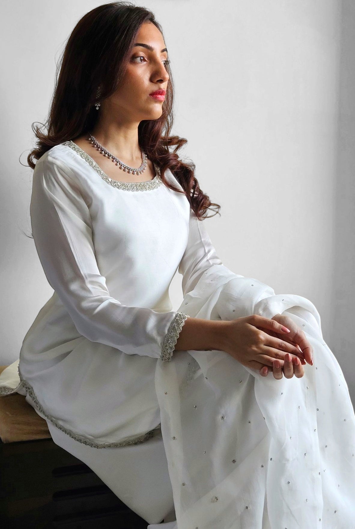Serene All-white Farshi Ensemble