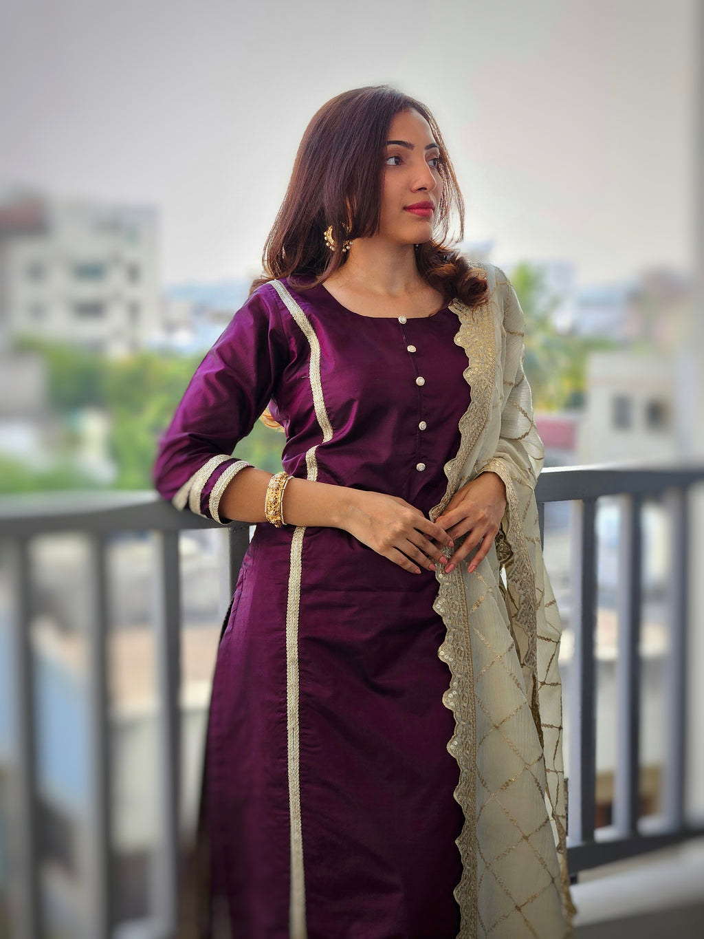 Deep Plum & Gold Suit