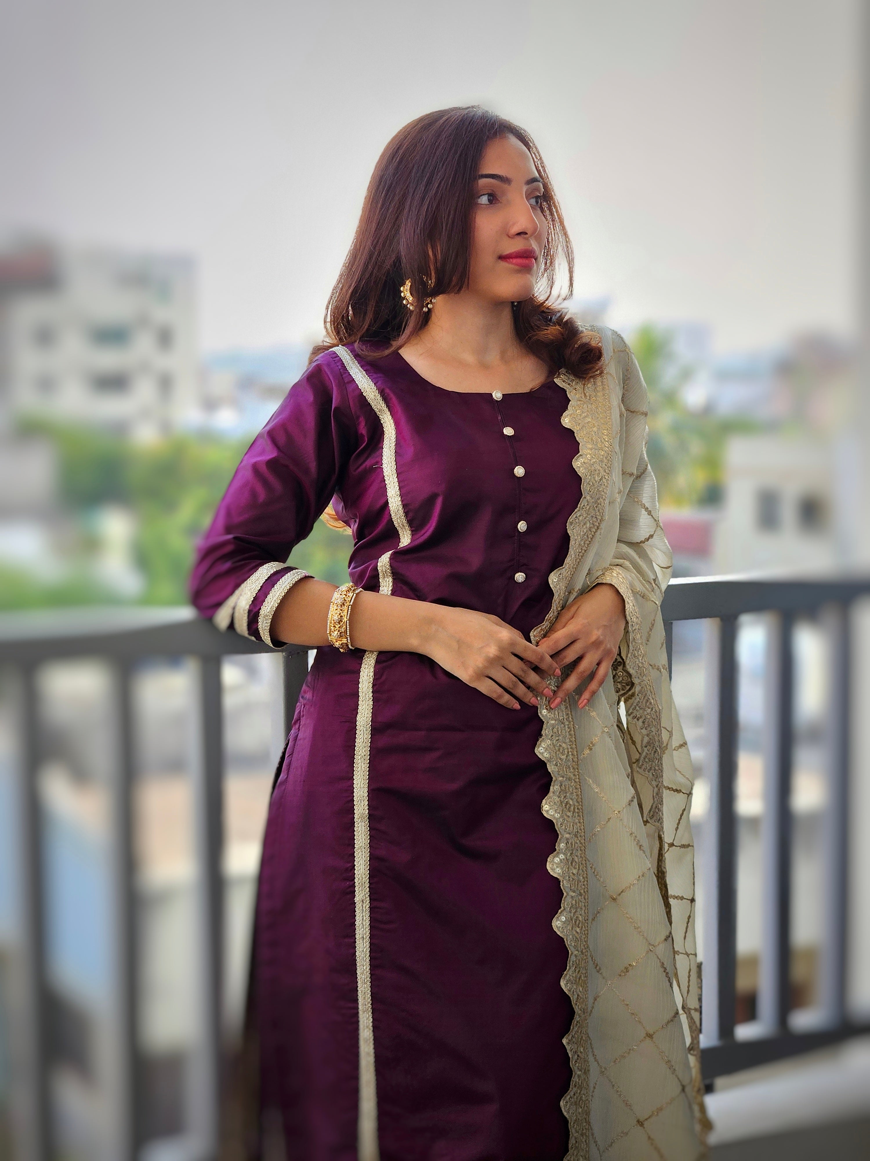 Deep Plum & Gold Suit