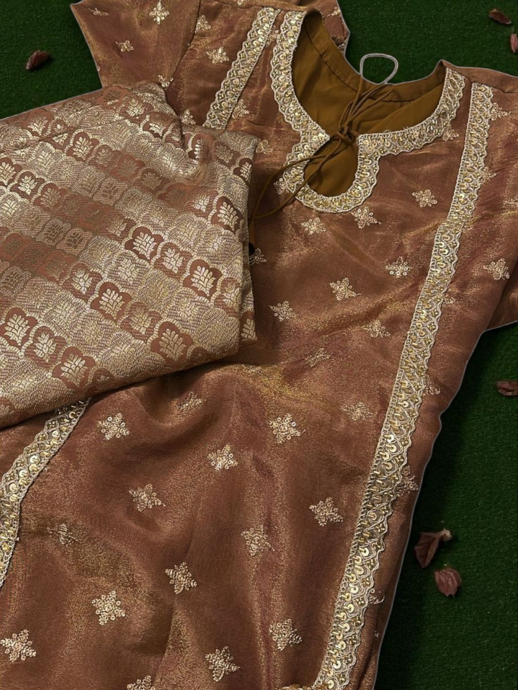 Bronze Elegance Tissue Suit Set