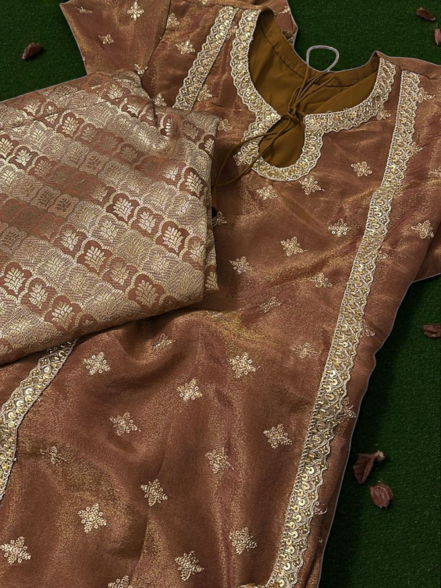 Bronze Elegance Tissue Suit Set