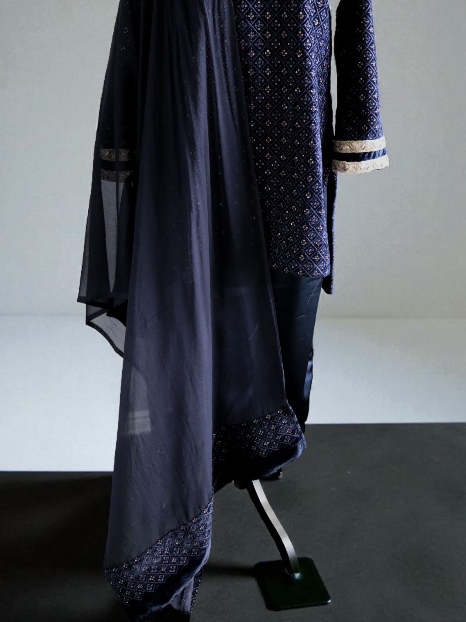 Navy Blue Velvet Set